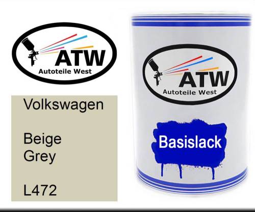 Volkswagen, Beige Grey, L472: 500ml Lackdose, von ATW Autoteile West.